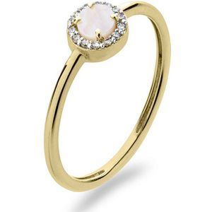 Schitterende 14 Karaat Gouden Ring Parel Pave Zetting Zirkonia's 17.25 mm. (maat 54) |