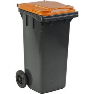 Afvalcontainer 120 liter grijs/oranje - Container 120 liter - Kliko