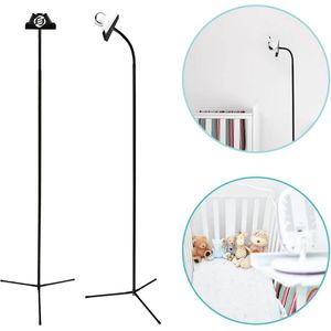 Equivera babyfoonhouder - Universele Vrijstaande Baby Monitor Houder (Statiefbasis) - Baby Video Monitor Plank met Flexibele Slang - Camera Stand voor Kinderkamer - Compatibel met Meeste Baby Monitoren (Zwart)