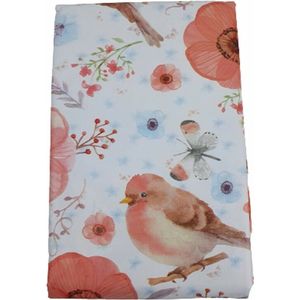 Tafelkleed met vogel - Tafellaken - Wit / Bruin / Multicolor - Vinyl - 200 x 140 - Tafelkleed - Tafellaken - Laken - Eten - Tafelen