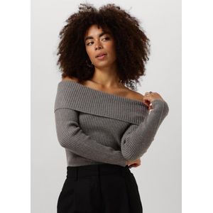 Minus Fame Off Shoulder Knit Pullover Truien & vesten Dames - Sweater - Hoodie - Vest- Grijs - Maat L
