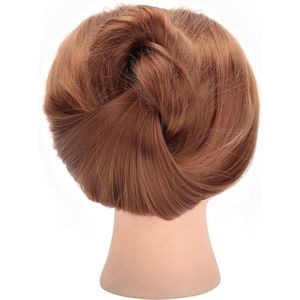 JGS Premium - Kaphoofd met echt haar en bruin trainingshoofd voor kappers cosmetologie - Mannequin-hoofd en poppenhoofd van kunstvezel met lang haar.