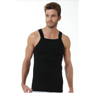 2 Pack modieuse heren onderhemd 100% katoen Zwart maat S