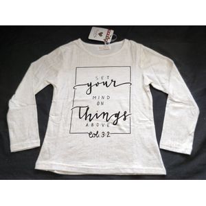 Shirt met All-over Goud Print - Off White - Maat 110/116