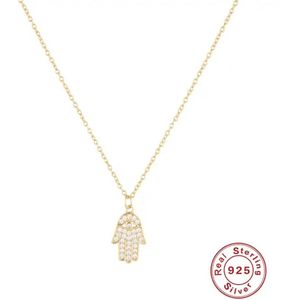 Borasi Fatima Hand Ketting | Sterling 925 Zilver | Gold Plated | Dames Sieraden | Vrouwen Sieraden | Cadeau voor Haar | Cadeau voor Vriendin | Cadeau voor Moeder | Moederdag Cadeau