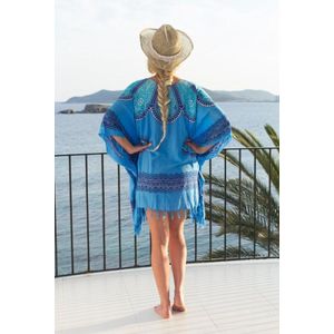Strandjurk | One Size | Sarong-dress | Tuniek | Beach-dress | Sauna | Strandmode | Fashion | Turquoise | Blauw