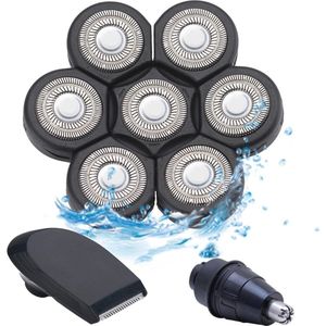 Vervangende 7 Hoofden Elektrische Scheerbladen met Neus- en Bakkebaardtrimmer - Waterdicht Scheerapparaat