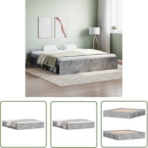 The Living Store Bedframe betongrijs 180x200 cm Super King Size - Houten Bed Frame - Modern Bed Frame - Beton Grijs Bed Frame - Super King Size Bed Frame - Logeerbed