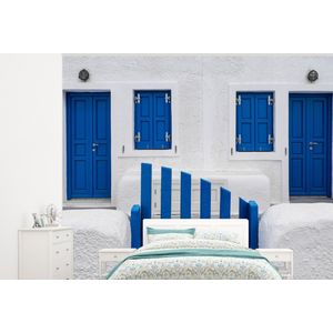 Huis - Architectuur - Blauw - Wit - Behangpapier