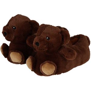 Beren Sloffen - Donker Bruin - Pantoffels - Dames