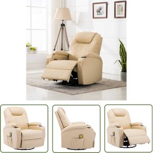 vidaXL Schommelmassage - Massagestoel - Massagestoel schommelend kunstleer crèmekleurig - Elektrisch Massager - Lounge Stoel - Crema Kleur