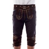 Tannhauser Lederhosen Starnberg Lang 100% Echt Leder Oktoberfest Heren Lederhosen Man Carnavalskleding Heren - Donkerbruin- Leer- Maat XS/46