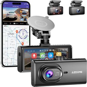 AZDome M560 3CH 4K Wifi GPS 128gb dashcam voor auto - Drie camera's - 4K + Full HD resolutie - 128gb intern geheugen - Parkeermodus