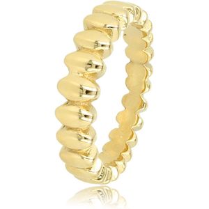 My Bendel Goudkleurige design ring met ovaaltjes - Goudkleurige ring met ovaaltjes - Met luxe cadeauverpakking