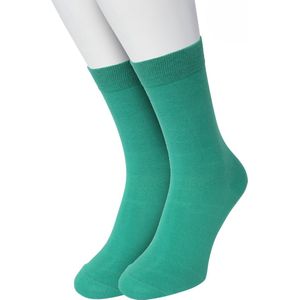 Bonnie Doon Basic Sokken Dames Groen maat 36/42 - 2 paar - Basis Katoenen Sok - Gladde Naden - Brede Boord - Uitstekend Draagcomfort - Perfecte Pasvorm - 2-pack - Multipack - Effen - Tropical Green - OL834222.381