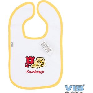 VIB® - Slabbetje Luxe velours - Kaaskopje (Alkmaar) (Geel-Wit) - Babykleertjes - Baby cadeau