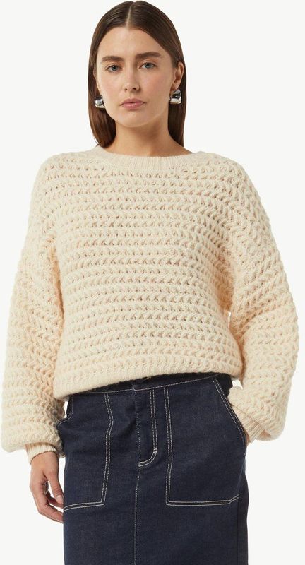 comma - Gebreide Trui - Korte - Met Ballonmouwen - Zachte Wolmix