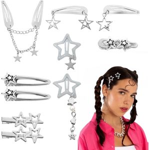 10pcs Star Hair Clips Kawaii Silver Hair Clips Pentagram Cute Hair Clips Metal Star Hair Clips Star Hair Clips Y2K Hair Clips Non-Slip Hair Clip Star Hair Accessories
