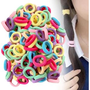 Allecto Plus - Set van 100 Kleurrijke Mini Scrunchies voor Kinderen - Haarelastiekjes voor Meisjes Pigtail - Haaraccessoires met Elastiekjes