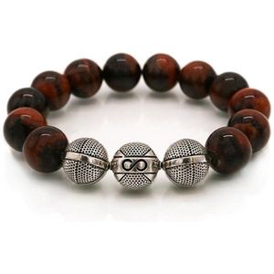 Edelsteen armband - Rode Tijgeroog 14MM  - 925 Sterling Zilver - Natuursteen armband - Sieraden man en vrouw - Armband man en vrouw - Armband dames en heren - Cadeau man en vrouw - Sieraden heren en dames - Unisex armband