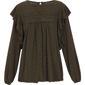 usha - Blouse - Casual - Met Boothals - Lange Mouwen - Polkadot Patroon