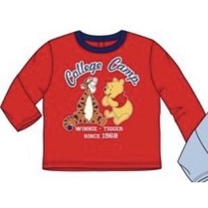 Disney Winnie The Pooh Baby Shirt - Lange Mouw - Rood - Maat 74 (Tot 12 Maanden)