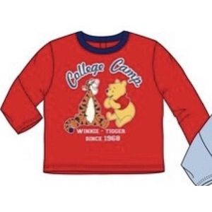 Disney Winnie The Pooh Baby Shirt - Lange Mouw - Rood - Maat 86 (Tot 24 Maanden)