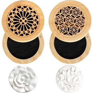 Essential Oil Fragrance Stones - Set of 2 with Wooden Incense Box for Aromatherapy in Bedroom, Bathroom, Office, and Car Travel