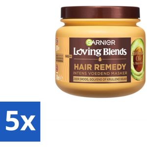 Garnier - Loving Blends - Haarmasker - Avocado Olie & Shea Boter - Ultra Voedend - Golvend & Krullend Haar - 340 ml - Bulkverpakking - 5 stuks