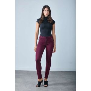 Broek Toxik3 hoge taille 5 button met rits details aan de zakken bordeaux