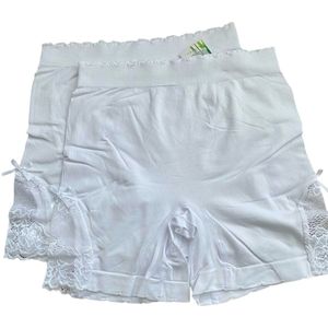 Dames Boxershorts/Fietsbroek Bamboe-Polyamide - 6355 - Lange Pijp - 2 Pack - Wit - XL/XXL
