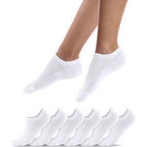 Witte Enkelsokken - Qincao - Unisex - Maat 47-50 - 6-Pack - Ademend Katoen - Comfortabele Tailleband