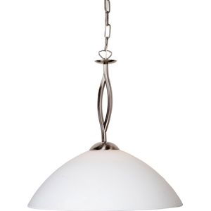 Eettafellamp Capri | 1 lichts | staal / wit | glas / metaal | in hoogte verstelbaar tot 110 cm | Ø 45 cm | eetkamer / eettafel / woonkamer lamp | modern design