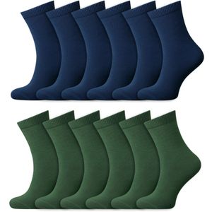 Kindersokken | Merk: Yellow Moon | Kleur: Blauw & Groen | Maat: 19 t/m 42 | Aantal: 12 paar