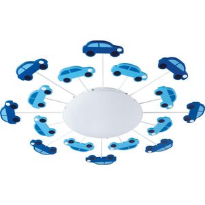 EGLO Viki 1 Plafond- en Wandlamp - E27 - Ø 63 cm - Blauw/Wit - auto thema