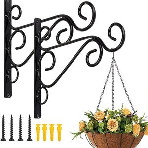 Hangende plantenhouder - 2-pack - ijzeren plantenrek - metalen wandbevestiging plantenhaak - buitenmuur haak - geschikt voor binnen- en buitenbloempotten, voederbakken voor vogels, lantaarns - 30x20cm