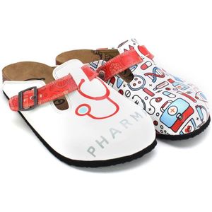 GOBY Clogs met Pharmacy Motief – Handgemaakt – Hoge Kwaliteit – Maat 35