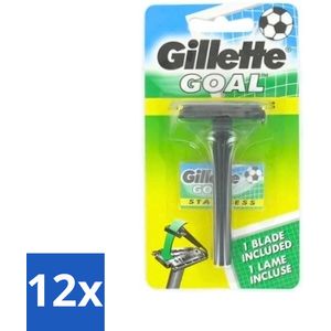 12 x Gillette - Goal - Scheerset - Stainless Steel - Duurzaam en scherp - 1 Scheermesje - Scheermes - Scheerapparaat - Gillette - Scheermesjes - Double-edge Mesjes