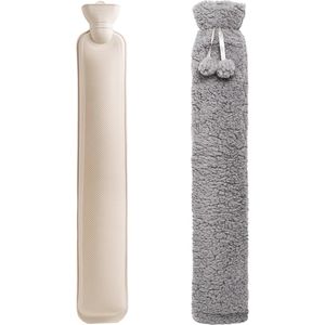 Warmwaterkruik 2L met Deksel - Extra Lange Pluche Warmwaterkruik voor Rugpijnverlichting en Comfort
