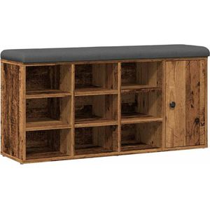 vidaXL - Schoenenbank - 102x32x50 - cm - bewerkt - hout - oud - houtkleurig