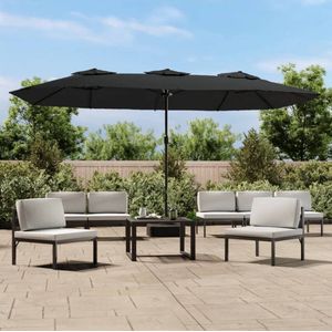 vidaXL - Parasol - dubbel - dak - 449x245 - cm - zwart