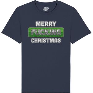 Merry F*cking Christmas - Foute Kersttrui Kerstcadeau - Dames / Heren / Unisex Kleding - Grappige Kerst Outfit - T-Shirt - Unisex - Navy Blauw - Maat L