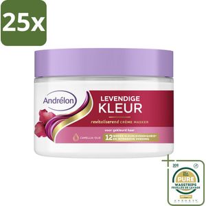 25 x Andrélon – Crème Haarmasker – Levendige Kleur – 300 ml - Grootverpakking - Kleurcrème Haarmasker - Gekleurd Haar Verzorging - Kleurlevendigheid - Haar Glans - Haarvoeding