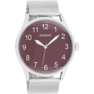 OOZOO Timepieces - Zilverkleurige horloge met zilverkleurige metalen mesh armband - C9517