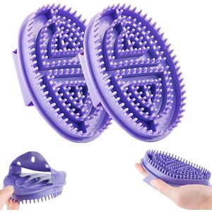 2 stuks - Massage Borstel - Meridian Drukborstel - Droogborstelen - Essentiële Olieborstel - Badborstel - Lichaamsscrub Bad Lichaamsborstel - SPA Massager - voor Meridian Hoofdhuid Volledige Lichaamsontspanningsmassage,verlicht spierspannin - Paars
