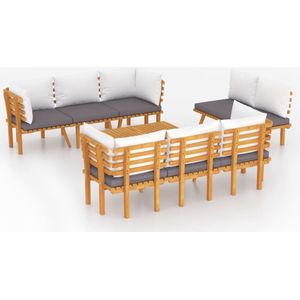 vidaXL 8-delige Loungeset met kussens hout Tuinsets - Lounge Sets - Acacia Hout - Outdoor Furniture - Buitenmeubels