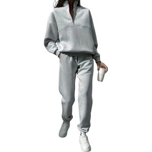 Livano Joggingpak Dames - Huispak - Trainingspak - Volwassenen - Capuchon - Jogging Pak - Joggingbroeken - Broek - Hoodie - Grijs - Maat S