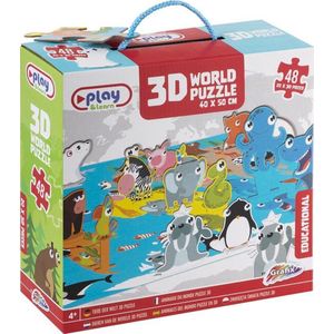 3D Wereldpuzzel Dieren (48 stukjes, 40x50cm)