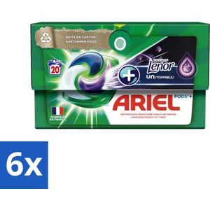 6 x Ariel Original - Touch of Lenor Unstoppables - Wasmiddelcapsules - Pods+ - Witte en Gekleurde Was - 20 Wasbeurten - Wasmiddelcapsules - Waspoeder - Ariel - Lenor - Wasverzachter