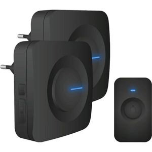 Goodivery ® - Slimme Deurbel - 2 x Zitambula zya Socket - Draadloze deurbel - 8 x 8 x 2.5 cm - Zwart